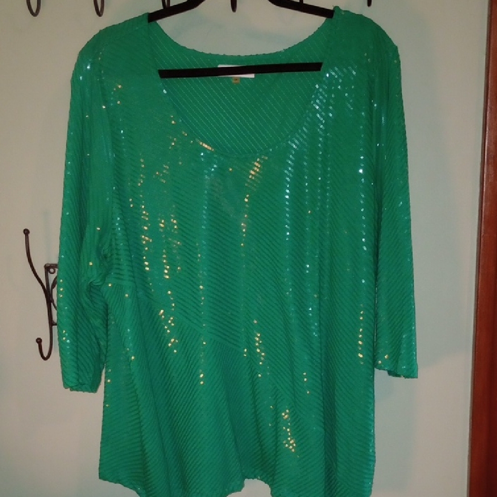Calvin Klein Green Sequin Blouse